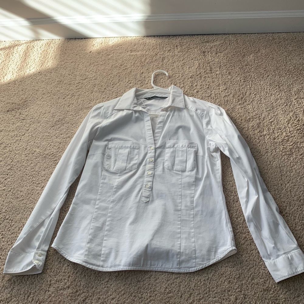 Zara Basic White Button Down Shirt Size:Cs. - image 1